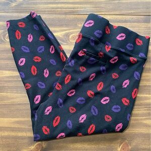 Torrid Kids Black Leggings with Colorful Lip Print